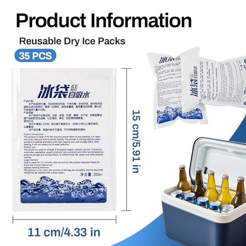 RAINFLOW 35 Pcs Dry Ice Packs for Shipping - Reusable Cold Ice Packs for Shipping Frozen Food Coolers Lunch Boxes - Image 2