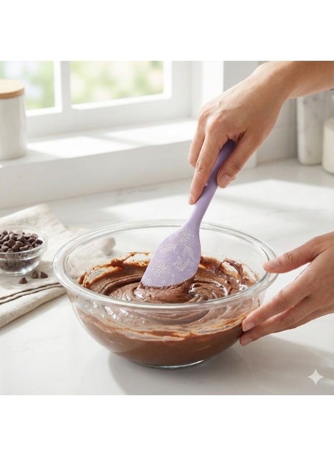 3 Piece Silicone Kitchen Tools Set, Pastry Brush, Spatula and Cake Spreader, Baking and Dessert Tools for Dough Preparation, Cream Spreading and Mixing -Purple - Image 4