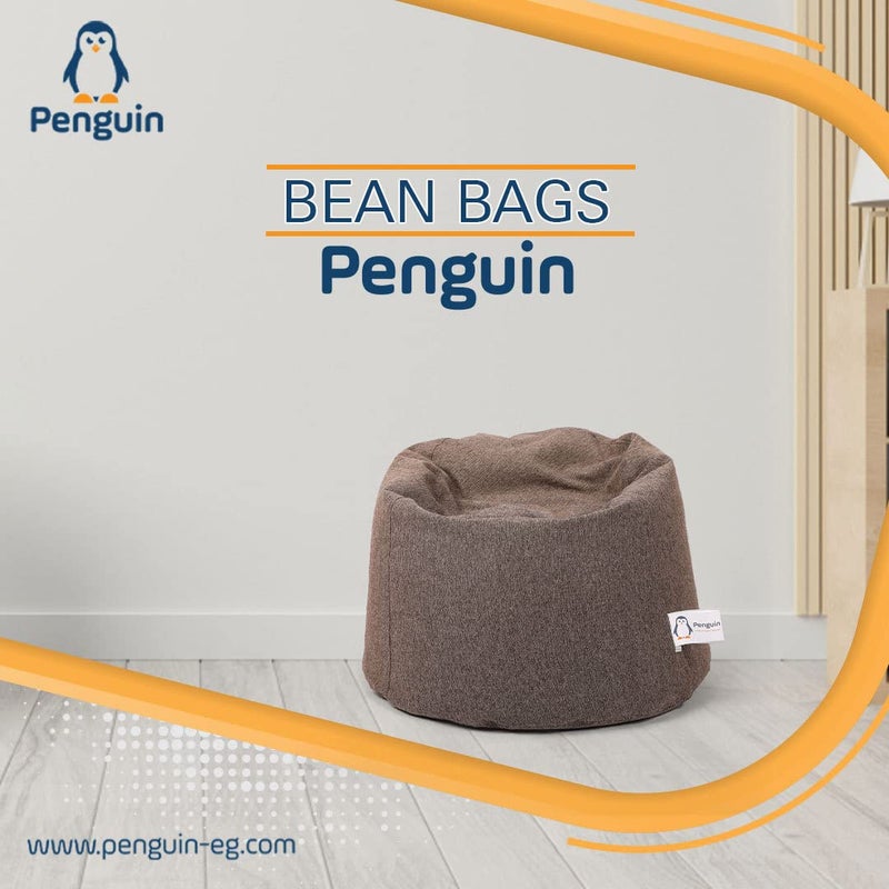 Penguin Comfort Bean Bag Flock Fabric - 70 x 95 cm - Comfortable Lounge Seat for Home, Office & Garden - Brown - Image 4