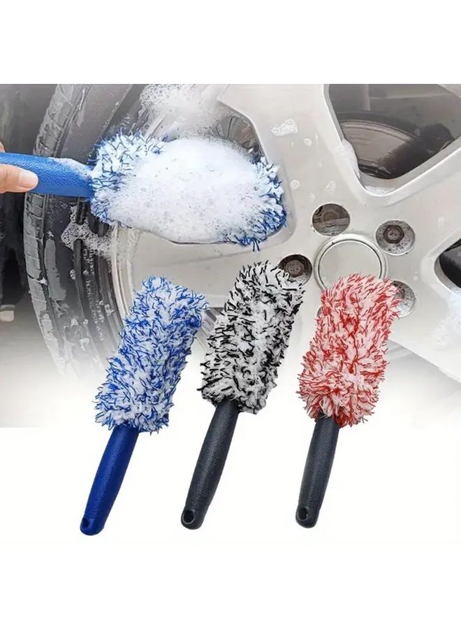 Blue Microfiber Car Wheel Brush Tire Cleaner with PP Handle for Cars Motorcycles - Image 3