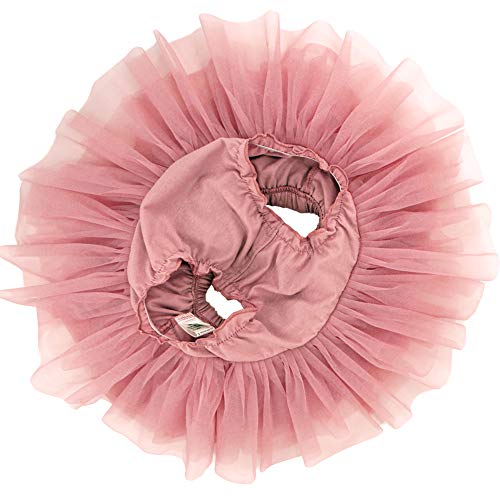 BGFKS Baby Girls Soft Fluffy Tutu Skirt with Diaper Cover,Toddler Girl Tutu Skirt Sets with Flower Headband.(Dusty Rose,0-3 Months) - Image 4