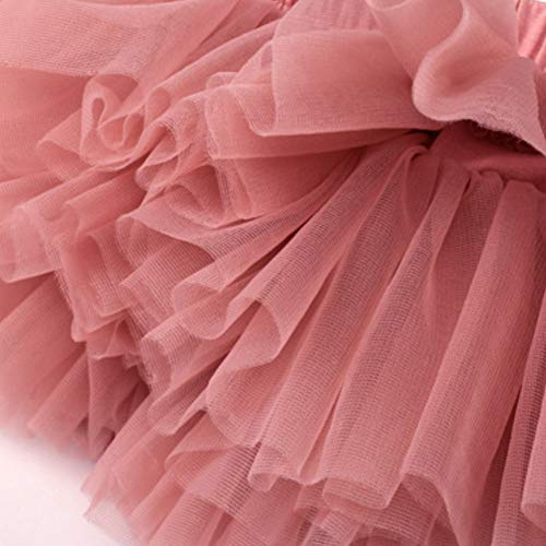 BGFKS Baby Girls Soft Fluffy Tutu Skirt with Diaper Cover,Toddler Girl Tutu Skirt Sets with Flower Headband.(Dusty Rose,0-3 Months) - Image 5