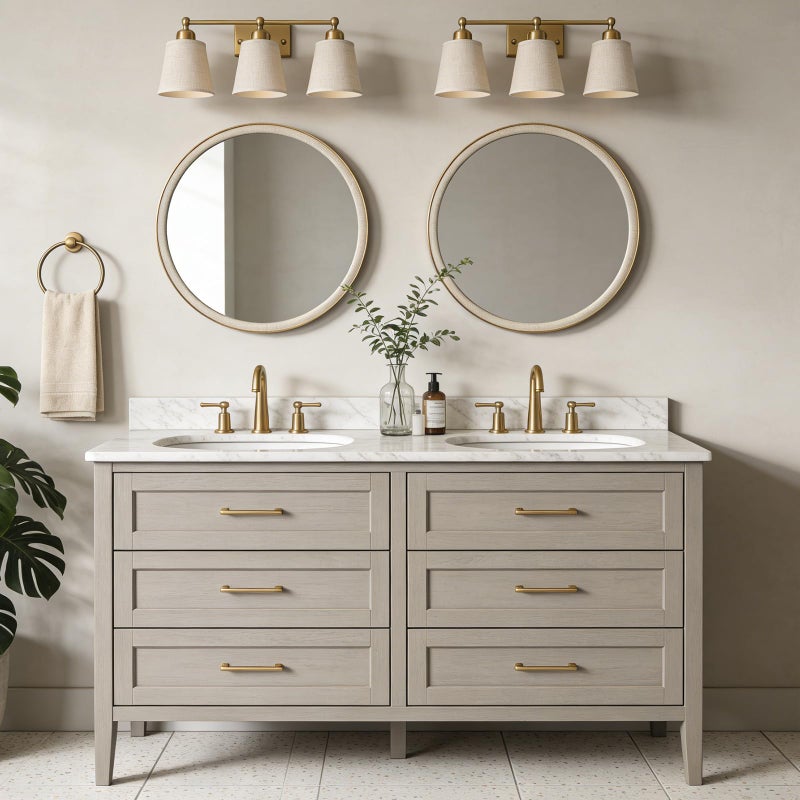 WallBeyond Round Mirror 28 Inch,Linen-Texture Circle Wall Mirror for Bathroom, Bedroom, Entryway, Living Room - Image 4