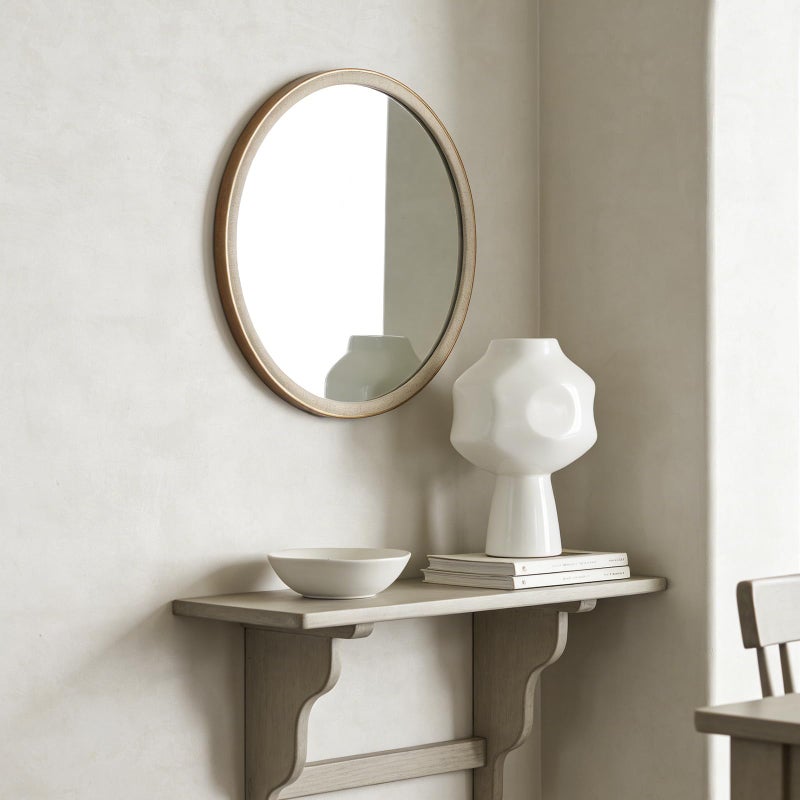 WallBeyond Round Mirror 28 Inch,Linen-Texture Circle Wall Mirror for Bathroom, Bedroom, Entryway, Living Room - Image 3