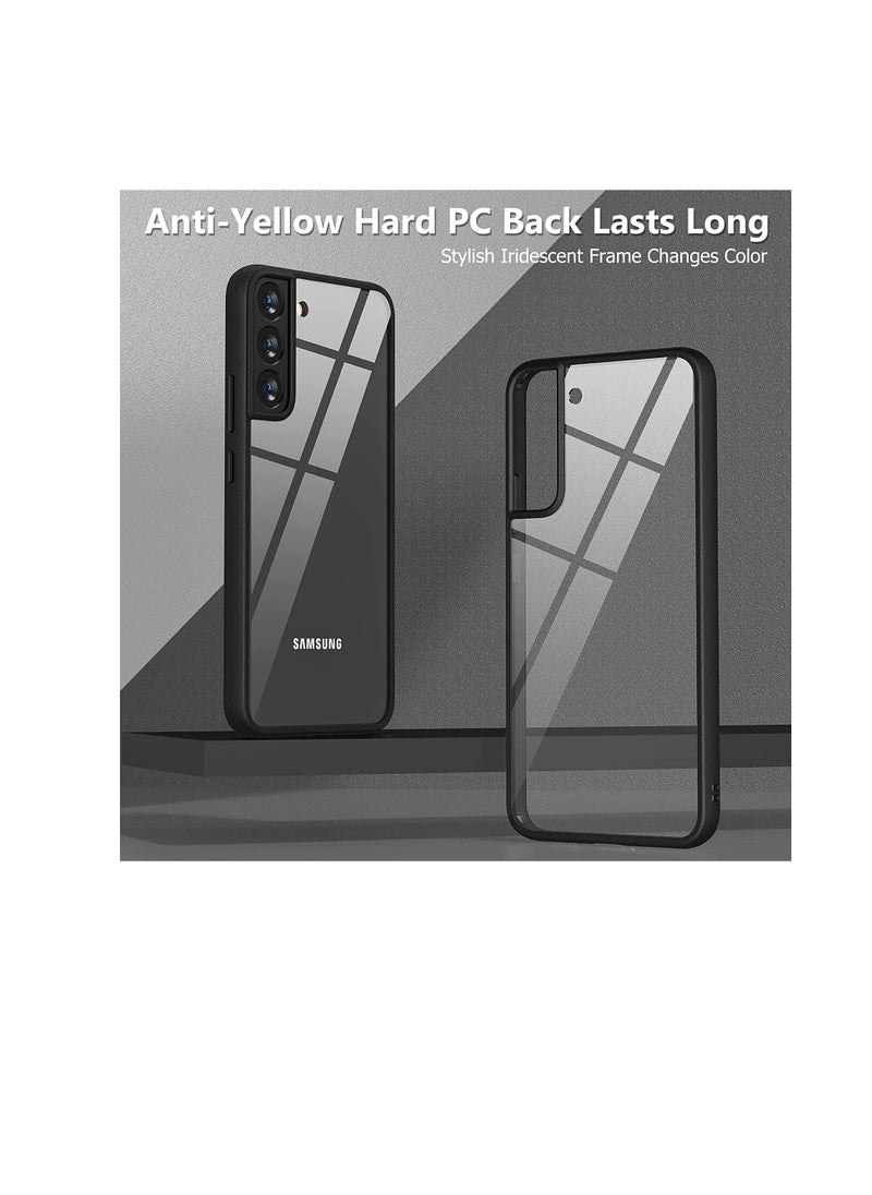 Generic Clear Case Compatible Case Shockproof Hard PC +Soft Silicone [Not Yellowing] Transparent Protective Slim Hard Back Cover with Silicone Frame for (Black, SAMSUNG S22 plus )  - Image 2