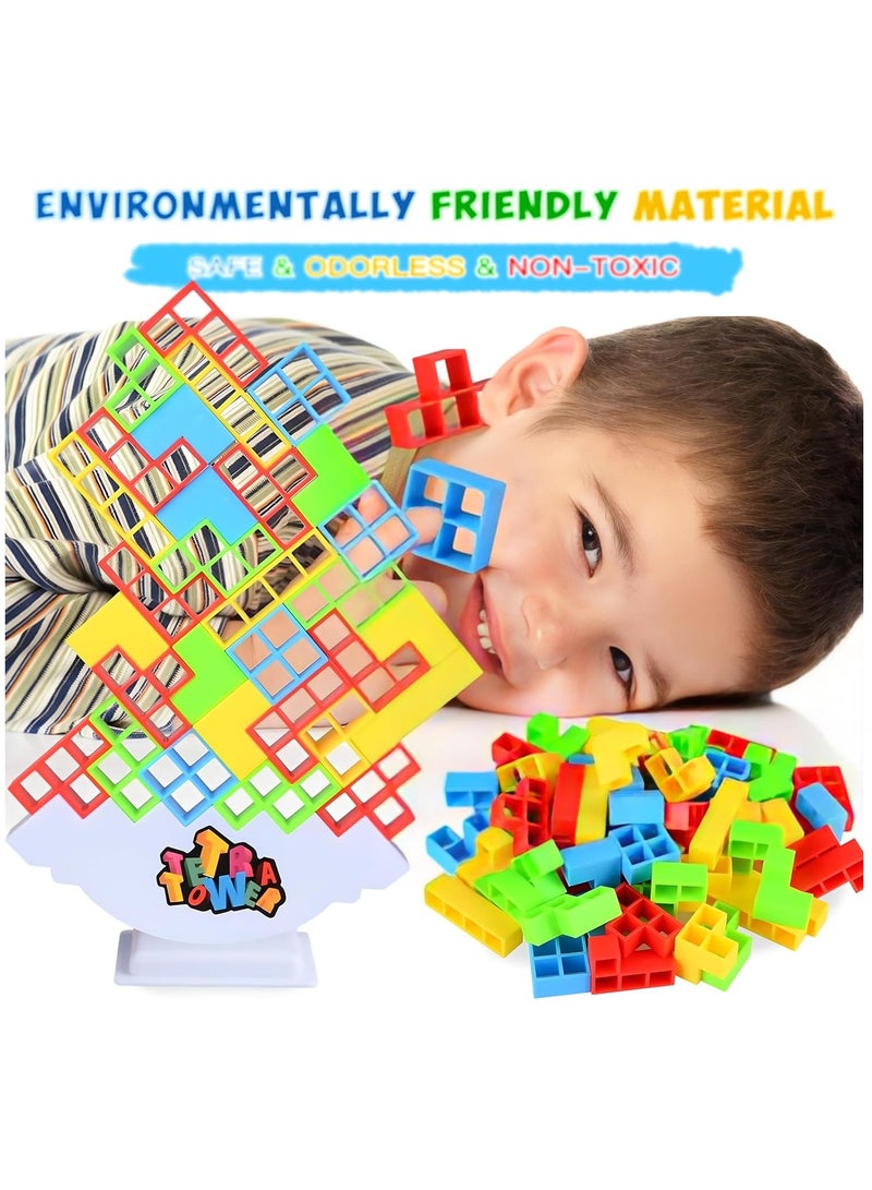MAGIC VAULT لعبة مكعبات التوازن المكونة من 64 قطعة من Tetra Tower، لعبة ألغاز التوازن المرتفعة للأطفال، لعبة مونتيسوري، هدية للأطفال والكبار، ألعاب عائلية، حفلات، سفر، لعبة مكعبات بناء فريق - Image 2