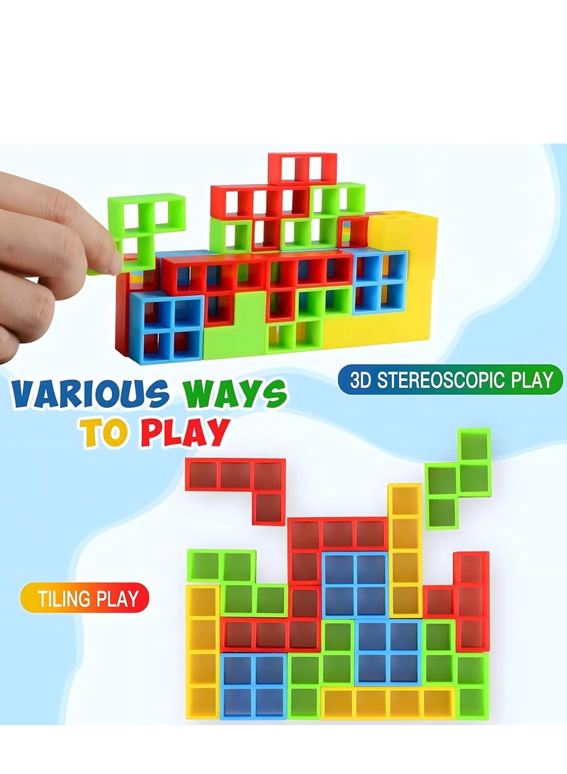 MAGIC VAULT لعبة مكعبات التوازن المكونة من 64 قطعة من Tetra Tower، لعبة ألغاز التوازن المرتفعة للأطفال، لعبة مونتيسوري، هدية للأطفال والكبار، ألعاب عائلية، حفلات، سفر، لعبة مكعبات بناء فريق - Image 5