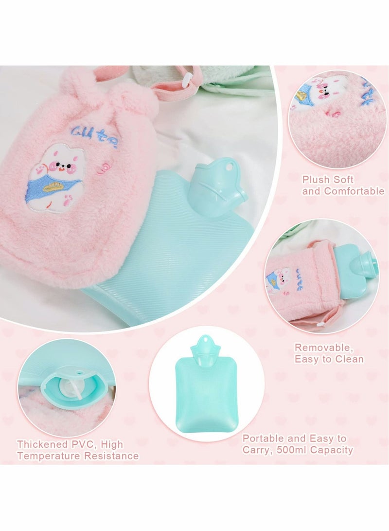 SYOSI Kids Hot Water Bottle with Strap 500ml Childrens Soft Plush Cover Cute Boys Girls Small Bag for Pain Relief Hand Feet Warmer Liner random - Image 5