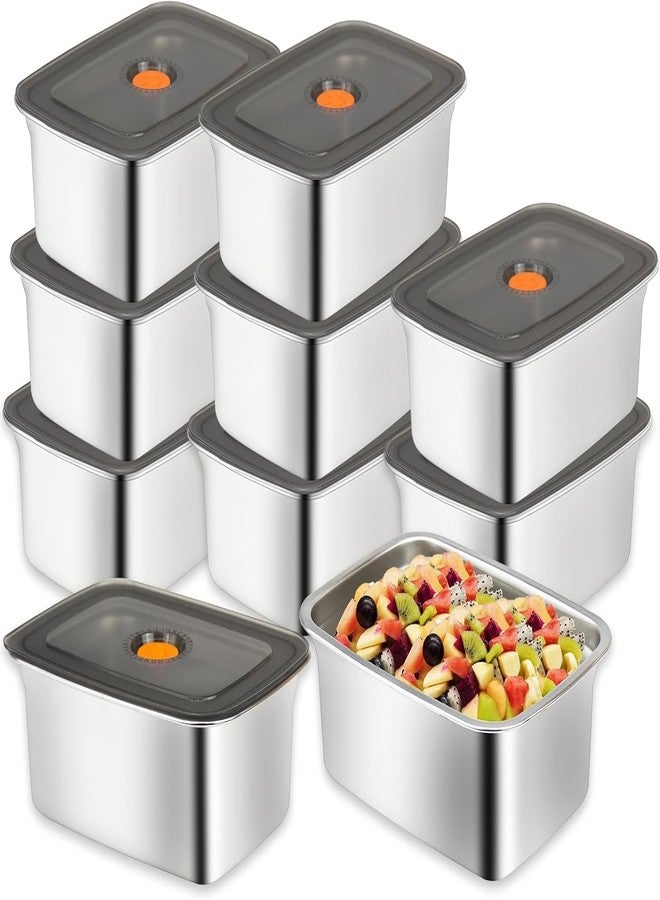 KisSealed 10 Pack Stainless Steel Food Storage Containers with Lids, 50oz/1500ml Metal Meal Prep Container, Reusable Lunch Boxes for Snacks, Fruits, Leftovers, Freezer Safe - Image 1