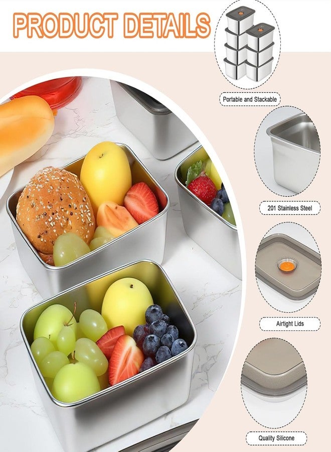 KisSealed 10 Pack Stainless Steel Food Storage Containers with Lids, 50oz/1500ml Metal Meal Prep Container, Reusable Lunch Boxes for Snacks, Fruits, Leftovers, Freezer Safe - Image 3