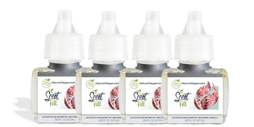 Scent Fill 100% Natural Peppermint Plug in Air Freshener, 4 Scented Oil Refills - Image 1