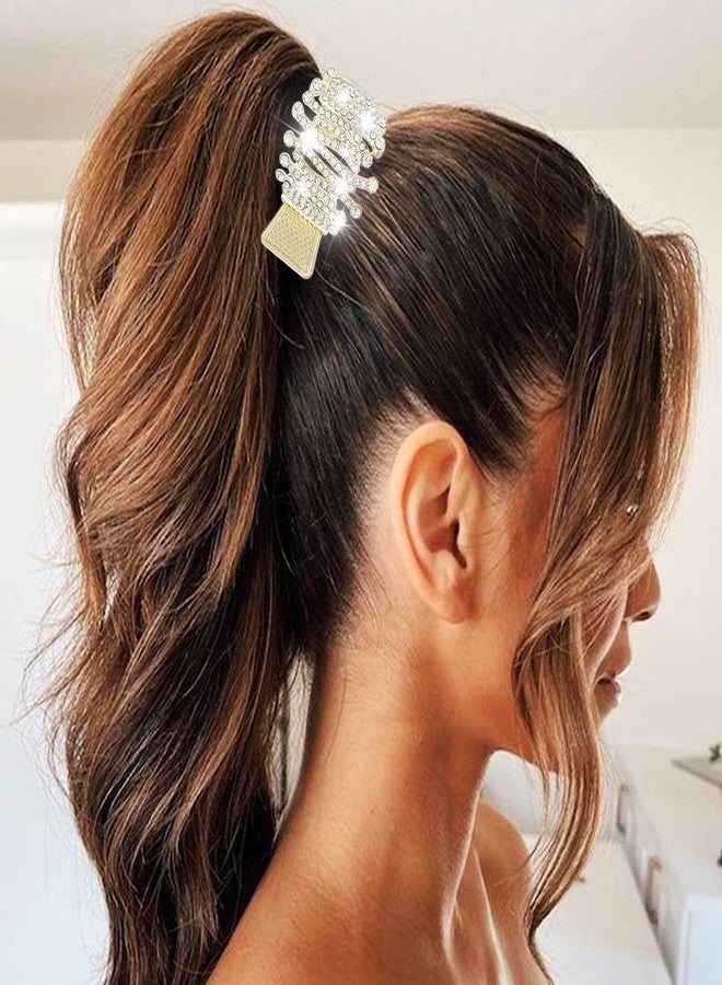 CAKURE Rhinstone Ponytail Clips Gold Sparkly Claw Clips Rhinestone Hair Accessories for Women and Girls (Pack of 3) - Image 5