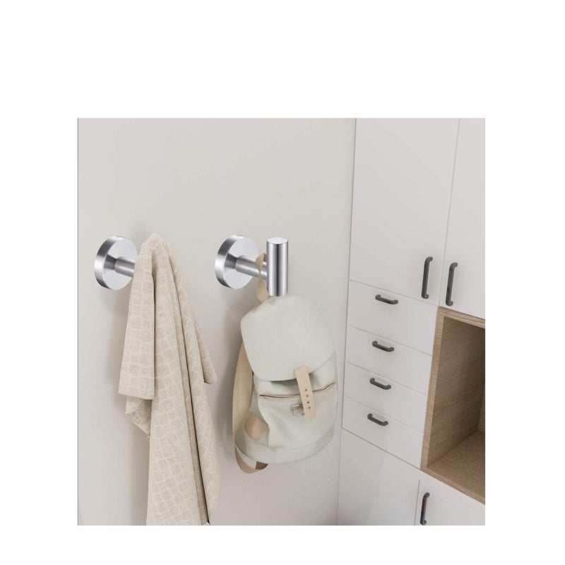 Zikra Wall Towel Hooks Coat Hook Bathroom Robe 304 Stainless Steel Heavy Duty Door Hanger Towel Robe Clothes Cabinet Closet Sponges Hook Bathroom Bedroom Kitchen Hotel Pool 4 Packs (Silver) - Image 4