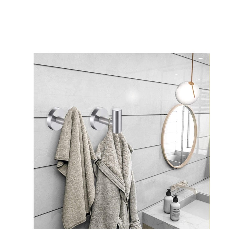 Zikra Wall Towel Hooks Coat Hook Bathroom Robe 304 Stainless Steel Heavy Duty Door Hanger Towel Robe Clothes Cabinet Closet Sponges Hook Bathroom Bedroom Kitchen Hotel Pool 4 Packs (Silver) - Image 5