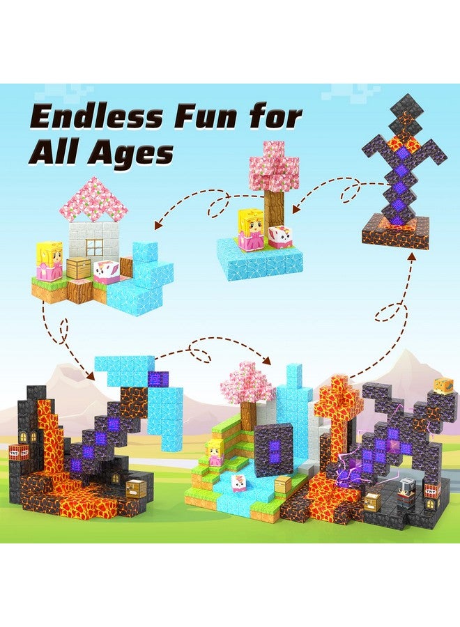 Coodoo 110 قطعة كتل مغناطيسية - مجموعة سيف السحر وبوابة عالم المغناطيس، ألعاب مغناطيسية للأطفال الأولاد والبنات من عمر 3-5 4-8 5-7، ألعاب بناء بلاط مغناطيسي STEM للألعاب الحسية في الهواء الطلق للأطفال الصغار. - Image 3