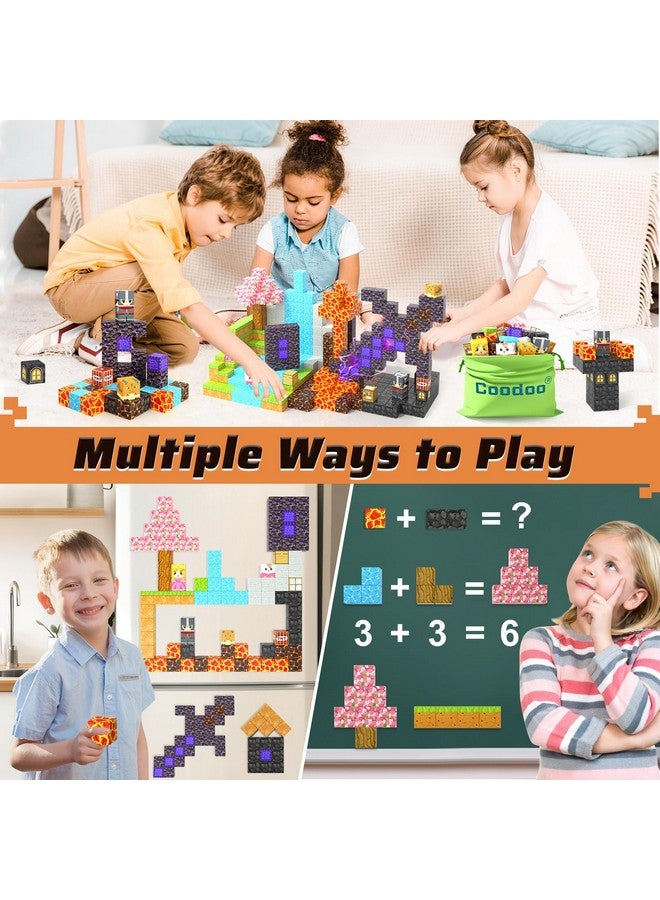 Coodoo 110 قطعة كتل مغناطيسية - مجموعة سيف السحر وبوابة عالم المغناطيس، ألعاب مغناطيسية للأطفال الأولاد والبنات من عمر 3-5 4-8 5-7، ألعاب بناء بلاط مغناطيسي STEM للألعاب الحسية في الهواء الطلق للأطفال الصغار. - Image 5