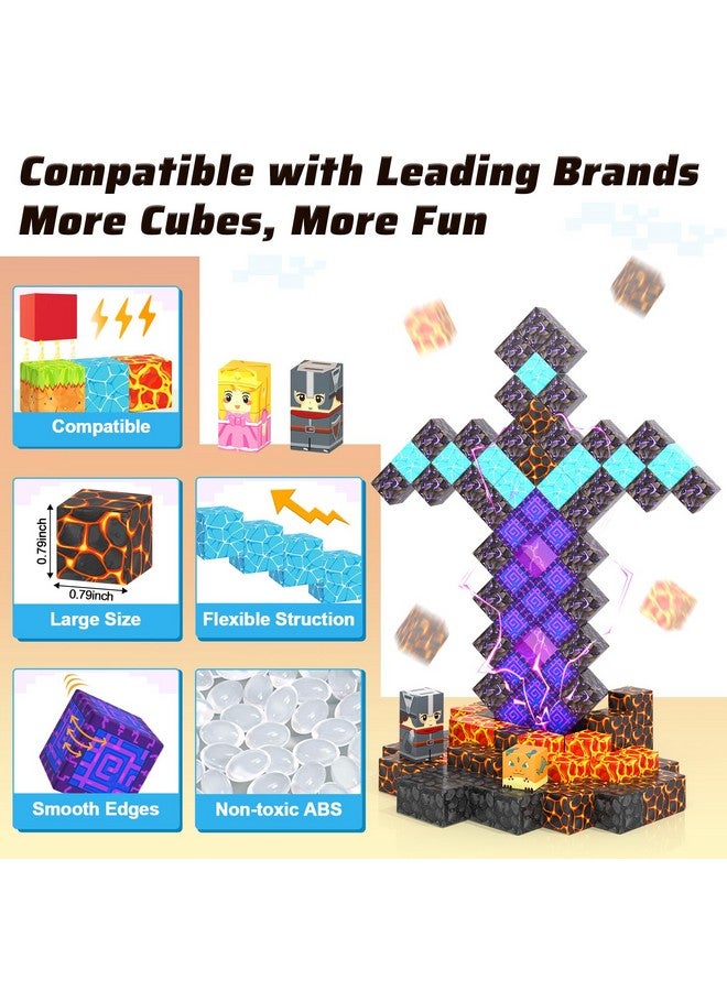 Coodoo 110 قطعة كتل مغناطيسية - مجموعة سيف السحر وبوابة عالم المغناطيس، ألعاب مغناطيسية للأطفال الأولاد والبنات من عمر 3-5 4-8 5-7، ألعاب بناء بلاط مغناطيسي STEM للألعاب الحسية في الهواء الطلق للأطفال الصغار. - Image 2