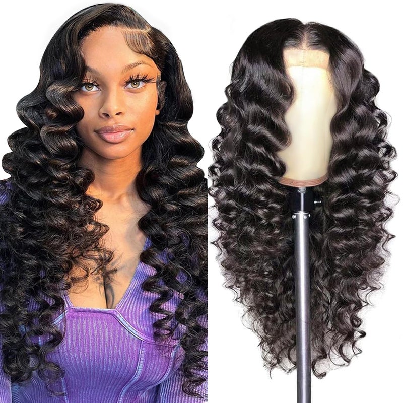 AAKJJ Deep Wave Lace Front Wigs Human Hair 13x4 Raw Human Hair AllDay Comfort Glueless PrePlucked Hairline with Baby Hair for Women 200 Density Natural Color 28 Inch