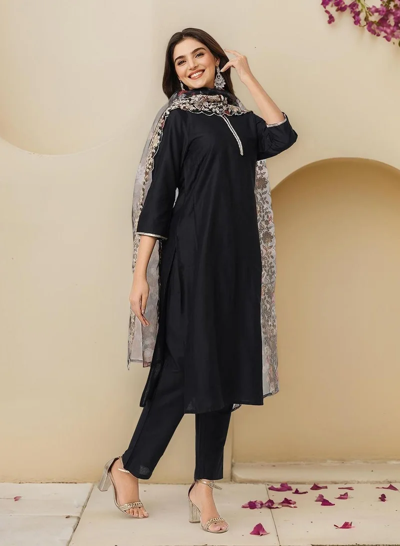 ISHIN Women BLACK Kurta Set with Duppatta