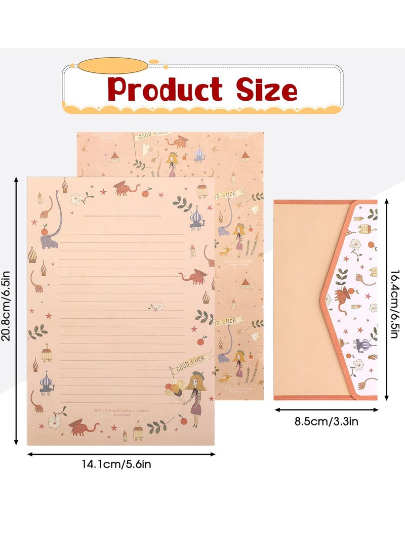 54 Pcs Stationary Paper and Envelopes Set Cute Floral Writing Paper Colorful Lined Paper Envelopes 6 Different Style Double Sided Invites Letter Set - Image 2