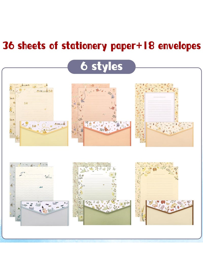 54 Pcs Stationary Paper and Envelopes Set Cute Floral Writing Paper Colorful Lined Paper Envelopes 6 Different Style Double Sided Invites Letter Set - Image 3
