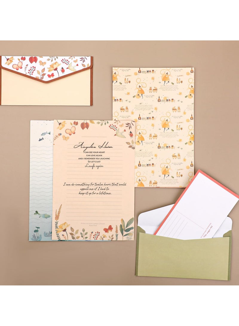 54 Pcs Stationary Paper and Envelopes Set Cute Floral Writing Paper Colorful Lined Paper Envelopes 6 Different Style Double Sided Invites Letter Set - Image 5