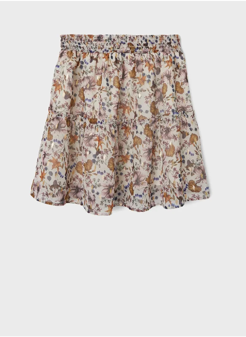 NAME IT Kids Floral Print Midi Skirt