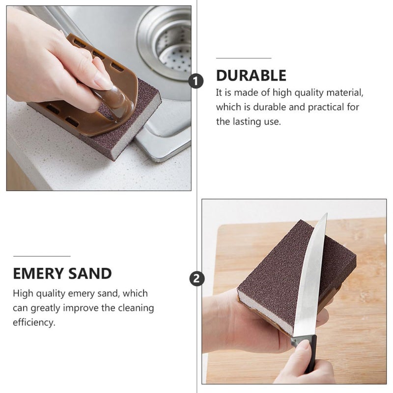 5Pcs Nano Emery Sponge Scrubbers With Handle For Heavy Duty Kitchen Pot Pan Stain Removal Random Color - Image 4