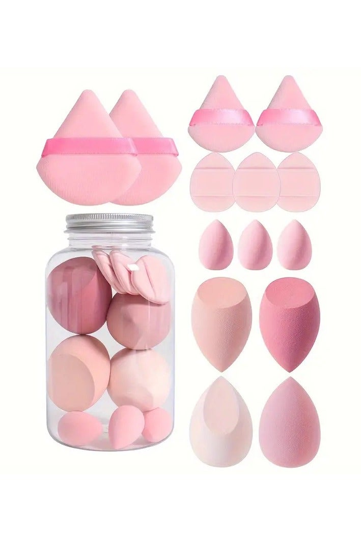 14-Piece Makeup Sponge Set- Multi soft color Mini Makeup Sponge, Powder Puff Long Lasting Beauty Sponge Wet & Dry Use for Women (Pink) - Image 1