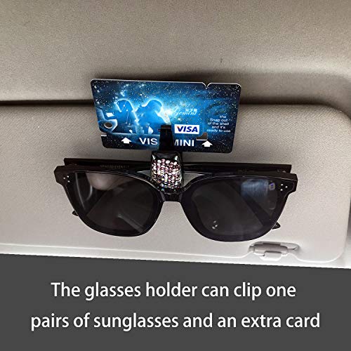 CHIMUYU Glasses Holders for Car Sun Visor, 2 Pack Bling Crystal Rhinestones Fashion Car Eyeglasses Sunglasses Hanger Mount with Ticket Card Clip for Women Girls (Red) - Image 5