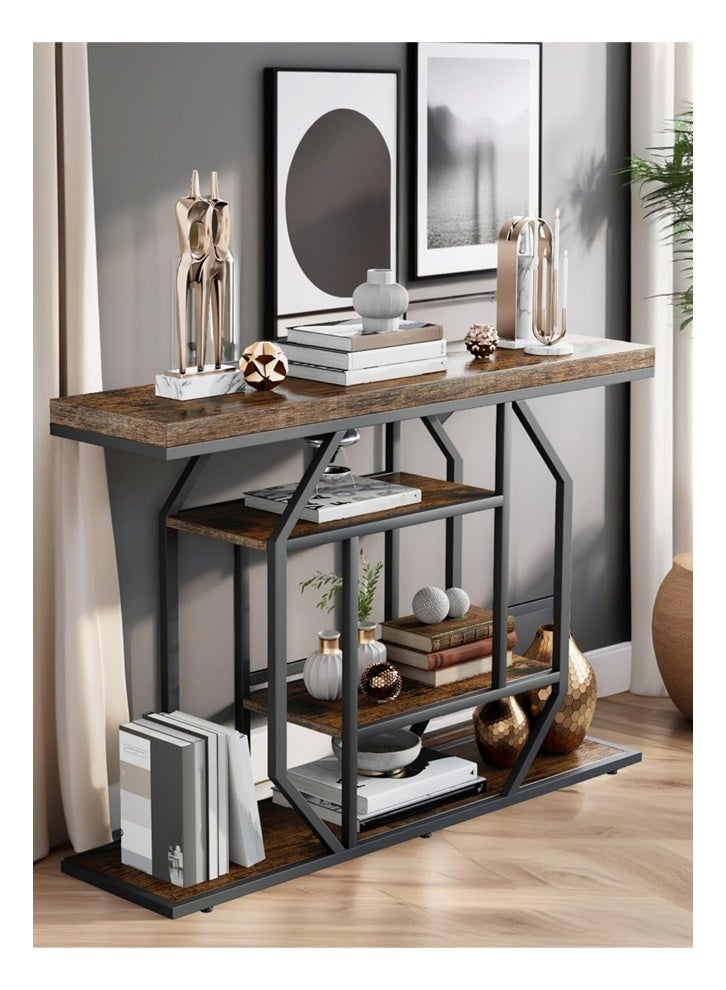 NKX Side Table Wood Narrow Sideboard with Multiple Shelves Narrow Sofa Table for Home Living Room - Image 5