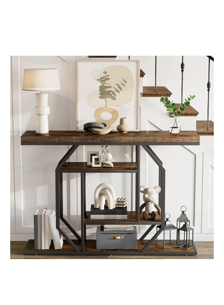 NKX Side Table Wood Narrow Sideboard with Multiple Shelves Narrow Sofa Table for Home Living Room - Image 1