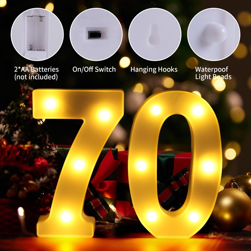 Funsky 70th Birthday Decorations for Women Men,Happy 70 Birthday Decorations for Centerpieces Table,70 Light Up Numbers Sign Led for Party Backdrop Wall Decor for 70s Party Decoration - Image 3