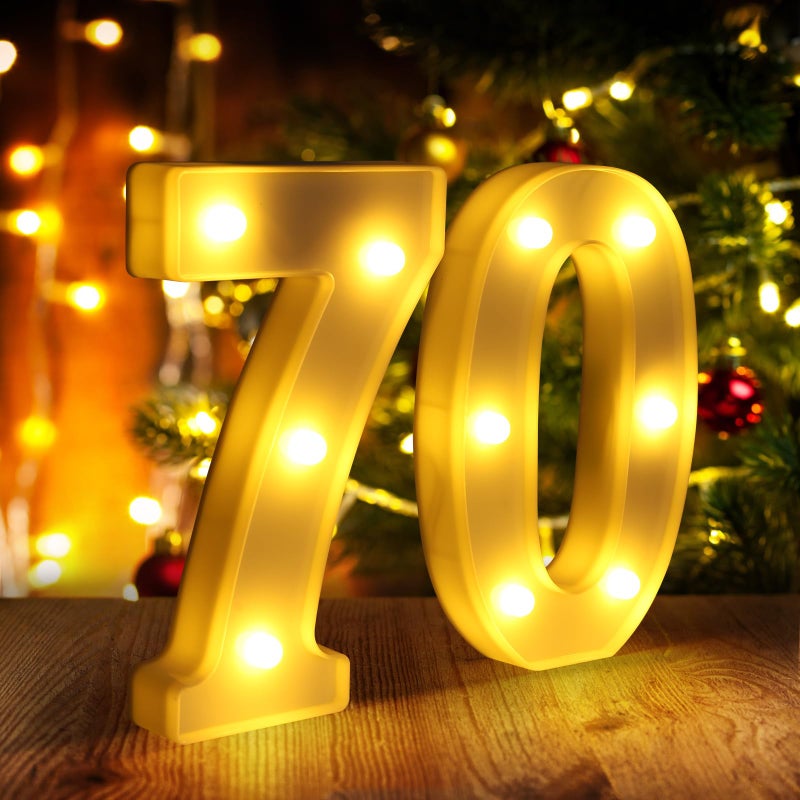 Funsky 70th Birthday Decorations for Women Men,Happy 70 Birthday Decorations for Centerpieces Table,70 Light Up Numbers Sign Led for Party Backdrop Wall Decor for 70s Party Decoration - Image 1