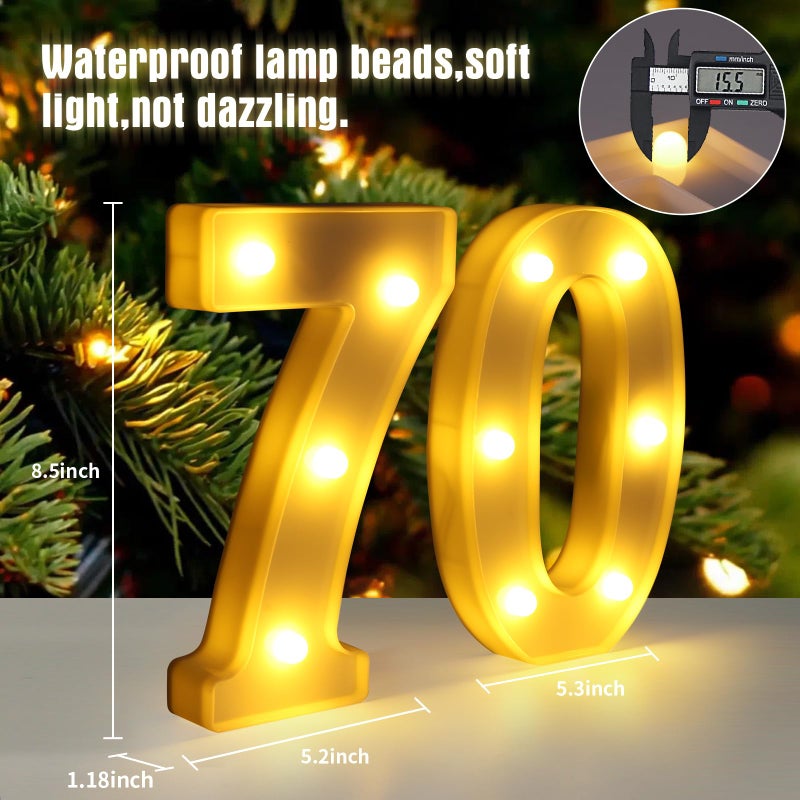 Funsky 70th Birthday Decorations for Women Men,Happy 70 Birthday Decorations for Centerpieces Table,70 Light Up Numbers Sign Led for Party Backdrop Wall Decor for 70s Party Decoration - Image 2