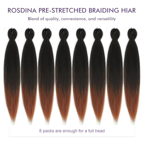 ROSDINA Pre-stretched Braiding Hair - 30 Inch 8 Packs Ombre Brown Braiding Hair For Twist or Box Braids, Yaki Texture Hot Water Setting Synthetic Long Braiding Hair Extensions (30 Inch, T30-8P) - Image 5