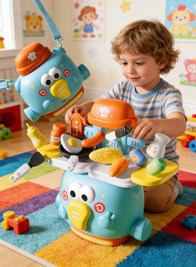 2-in-1 Kids Kitchen Toy Set with Storage Box - 22 Role-Playing Toys and Accessories, Suitable for Children Aged 3 and Up, Educational and Interactive Learning Toy - Image 1