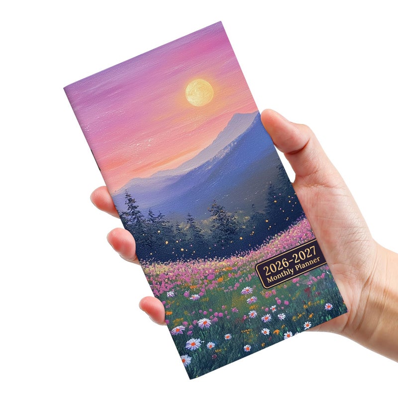 ZOTIA Pocket Calendar 2026-2027 for Purse, Two Year Monthly Planner Pocket Size 6.5" x 3.5", Jan 2026 - Dec 2027 Monthly Planner Small Calendar for School, Work and Home - Twilight Bloom - Image 1