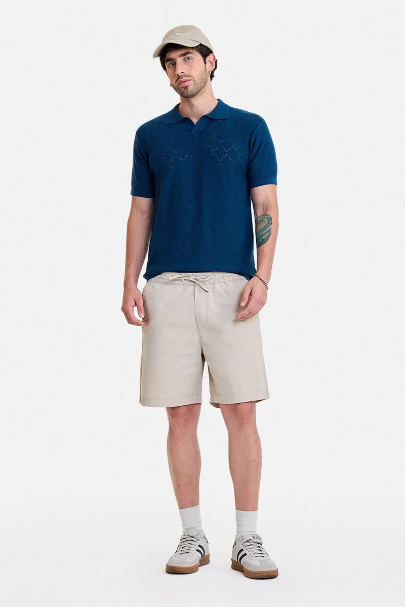 SNITCH Teal Geometric Half Sleeve Regular Fit T-Shirt