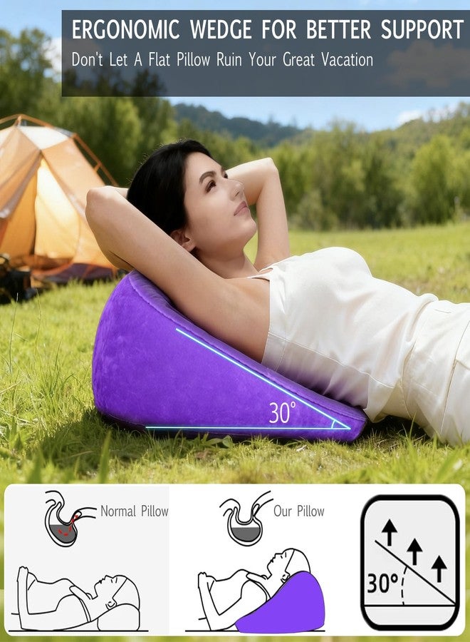 hawtail Portable Wedge Pillow for Acid Reflux Relief, Inflatable Wedge Pillow for Traveling, Bed Pillow Wedges for Sleeping Lightweight, Blow Up Book Stand Laptop Pillow for Camping, Back Lumbar Support - Image 2