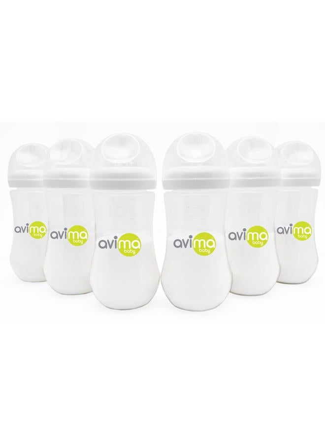 AVIMA Baby 12 oz Anti Colic Baby Bottles for Breastfed Babies - Fast Flow , Wide Neck Bottle, BPA Free - 9-12 Months, Stage 3 (Set of 6) - Image 1