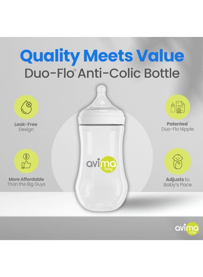 AVIMA Baby 12 oz Anti Colic Baby Bottles for Breastfed Babies - Fast Flow , Wide Neck Bottle, BPA Free - 9-12 Months, Stage 3 (Set of 6) - Image 4