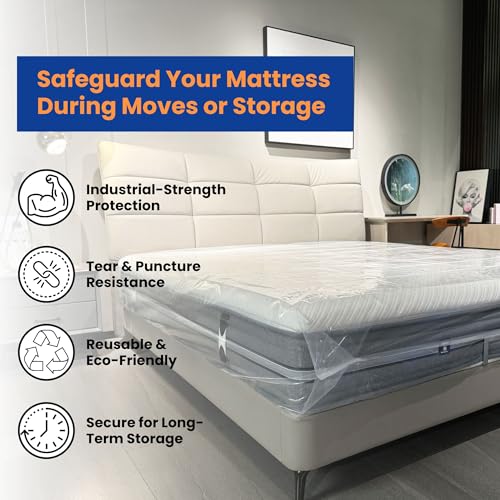 VICMORE Heavy-Duty Twin/Twin XL Mattress Bag for Moving & Storage – Waterproof, Tear-Resistant Plastic Mattress Protector Cover, Transparent & Easy-Fit - Image 3
