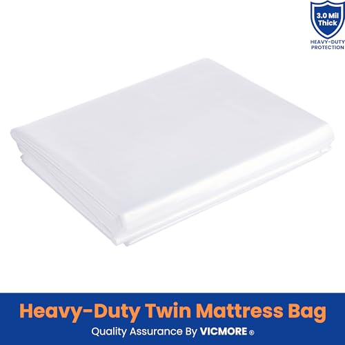 VICMORE Heavy-Duty Twin/Twin XL Mattress Bag for Moving & Storage – Waterproof, Tear-Resistant Plastic Mattress Protector Cover, Transparent & Easy-Fit - Image 2