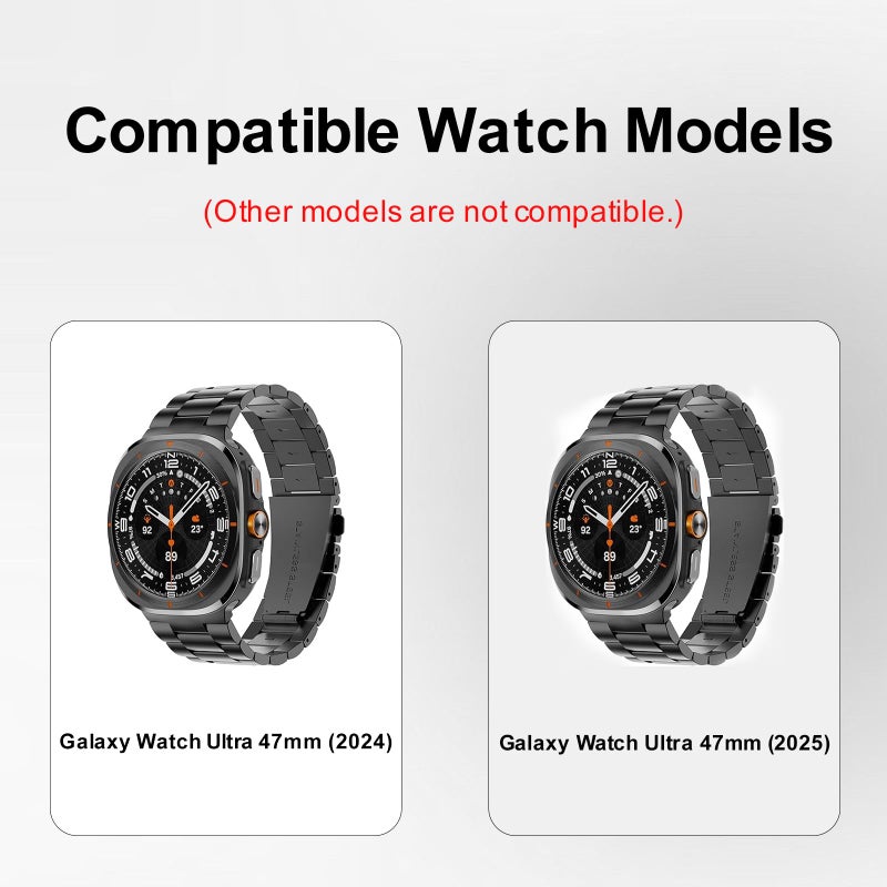 SPGUARD Metal Band Compatible with Samsung Galaxy Watch 7/8 Ultra 47mm (2025/2024), No Gap Stainless Steel Band Strap for Men Women Business, NOT for Other Models - Image 2