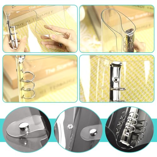 Newbested 2 Pack A5 Transparent Soft PVC 6-Hole Binder Notebook Covers with Snap Button Closure - Refillable, Round Ring, for Cover Protection (Paper Not Included) - Image 3