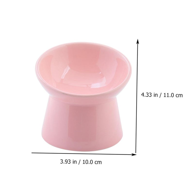 Ceramic Raised Pet Bowl Tilted Edge High Base Feeder Pink for Neck Protection - Image 3