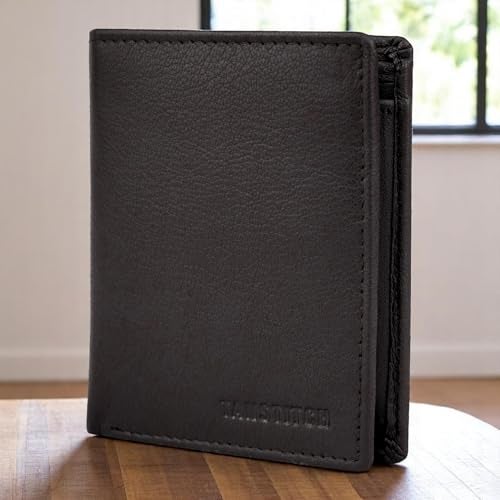 TANSTITCH Men Genuine Leather Wallets Slim Design | RFID Protected Gents Purse | Leather Wallets for Men Original Front Pocket Brown Nappa - Image 3