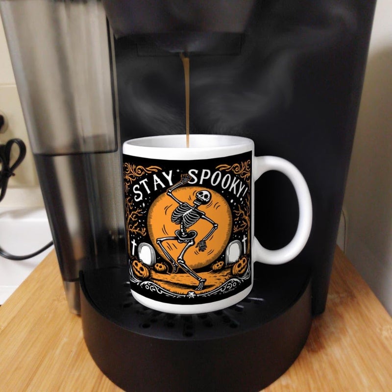 ThisWear Halloween Mugs Coffee Stay Spooky Woodcut 2 Pack 11oz Ceramic Coffee Mug Set - Image 5