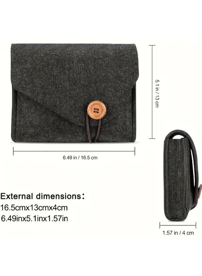 Deep Grey 1pc Felt Power Adapter Case Organizer for Chargers Cables SD Cards - Image 4
